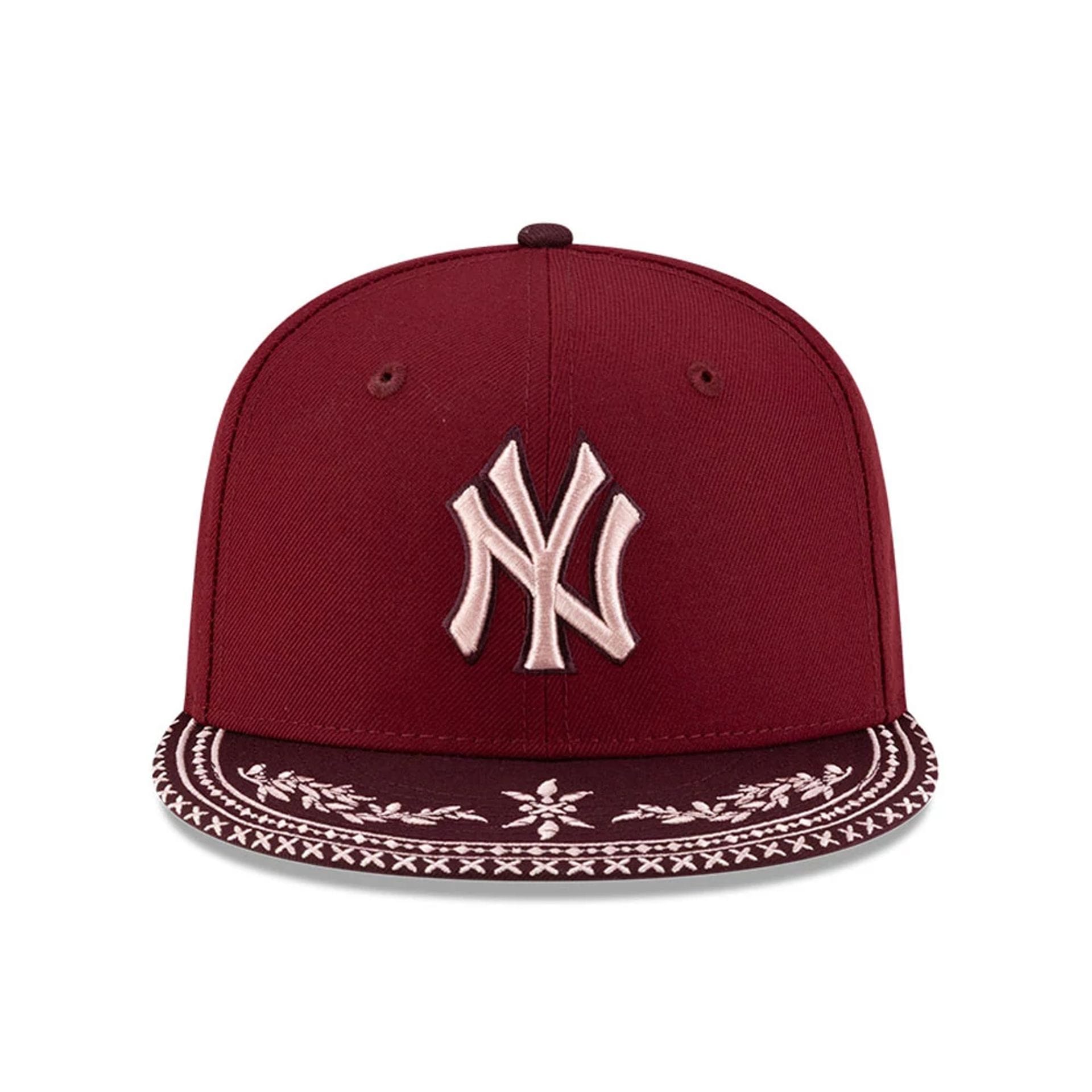 New York Yankees MLB Flourishes Dark Red 59FIFTY Fitted Cap-kentox - Image 3