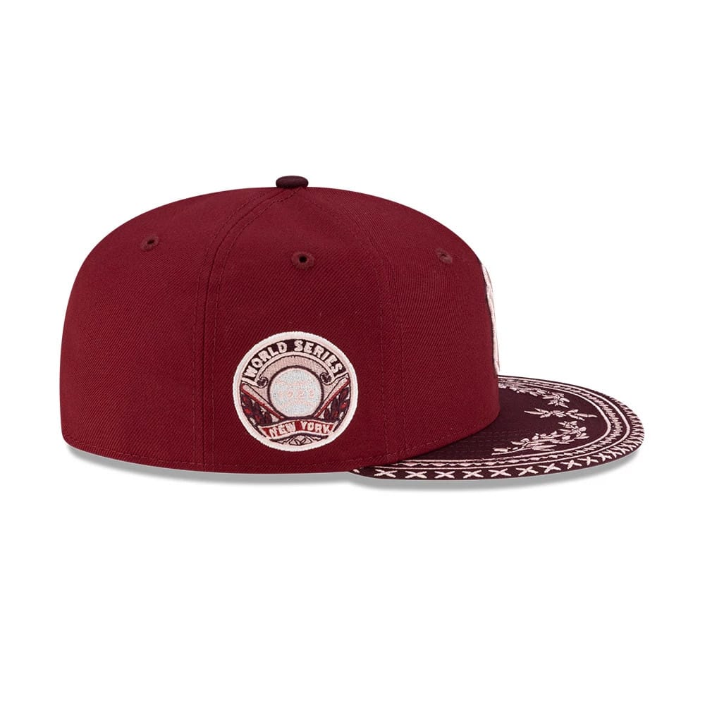 New York Yankees MLB Flourishes Dark Red 59FIFTY Fitted Cap-kentox - Image 5
