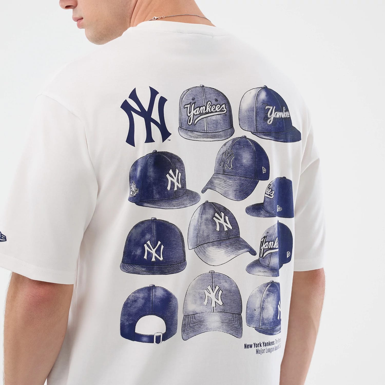 New York Yankees MLB Cap Graphic White Oversized T-Shirt-kentox - Image 4