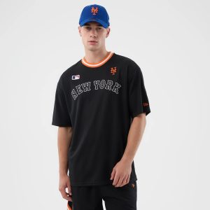 New York Mets MLB Arch Black Oversized T-Shirt-kentox