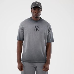 New York Yankees MLB Washed Logo Black T-Shirt-kentox