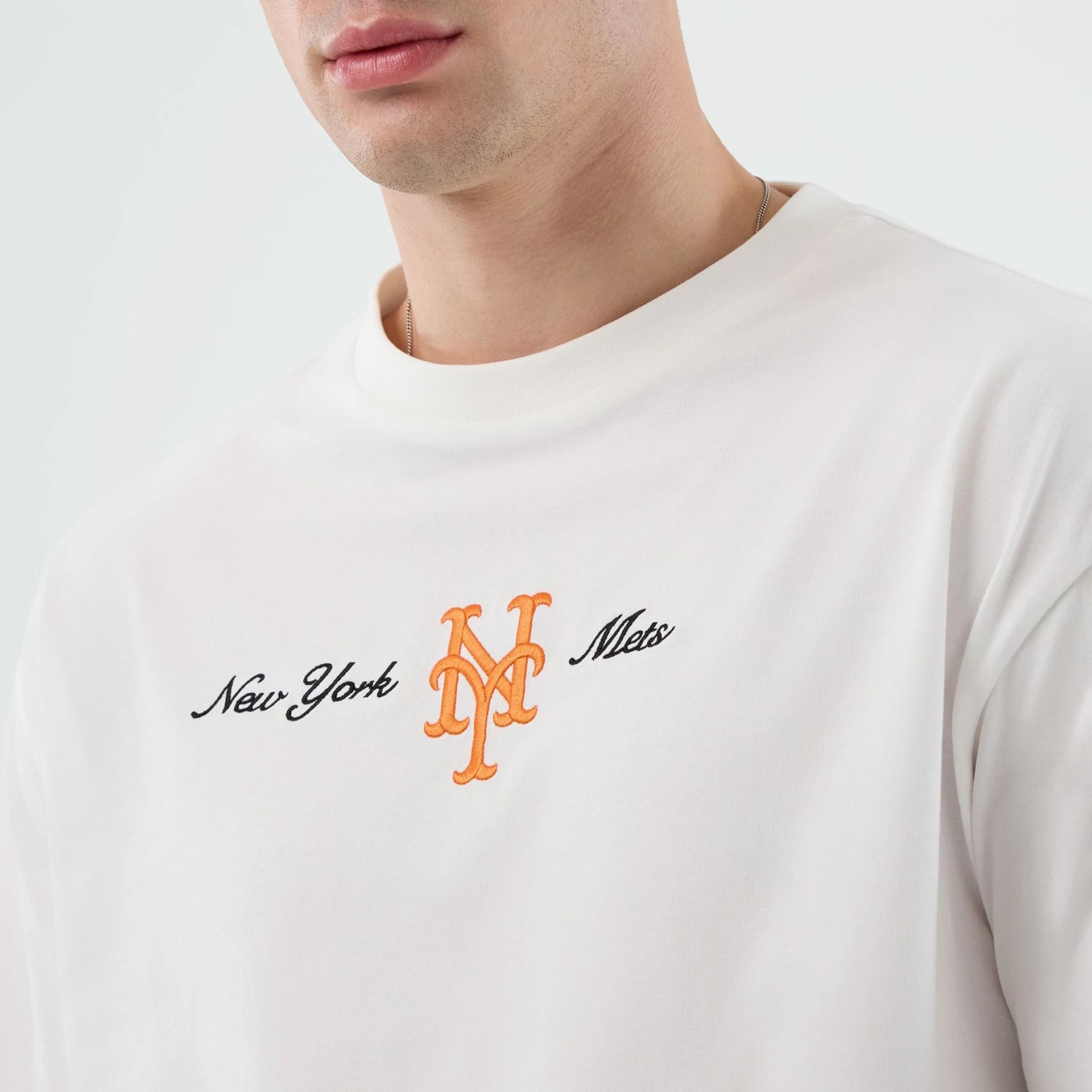New York Mets MLB Script White Oversized T-Shirt-kentox - Image 5