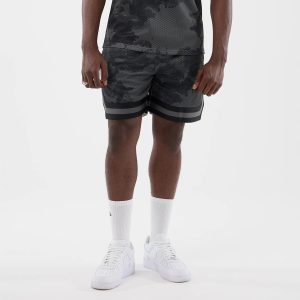 New Era All Over Print Mesh Black Camo Shorts-kentox