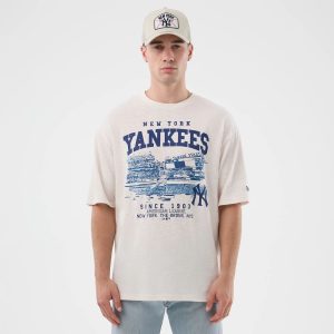 New York Yankees MLB Slub Open White Oversized T-Shirt-kentox