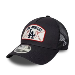 LA Dodgers MLB Patch Navy 9FORTY M-Crown A-Frame Trucker Adjustable Cap-kentox