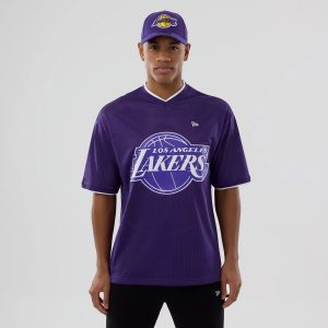 LA Lakers NBA Mesh Purple Oversized T-Shirt-kentox