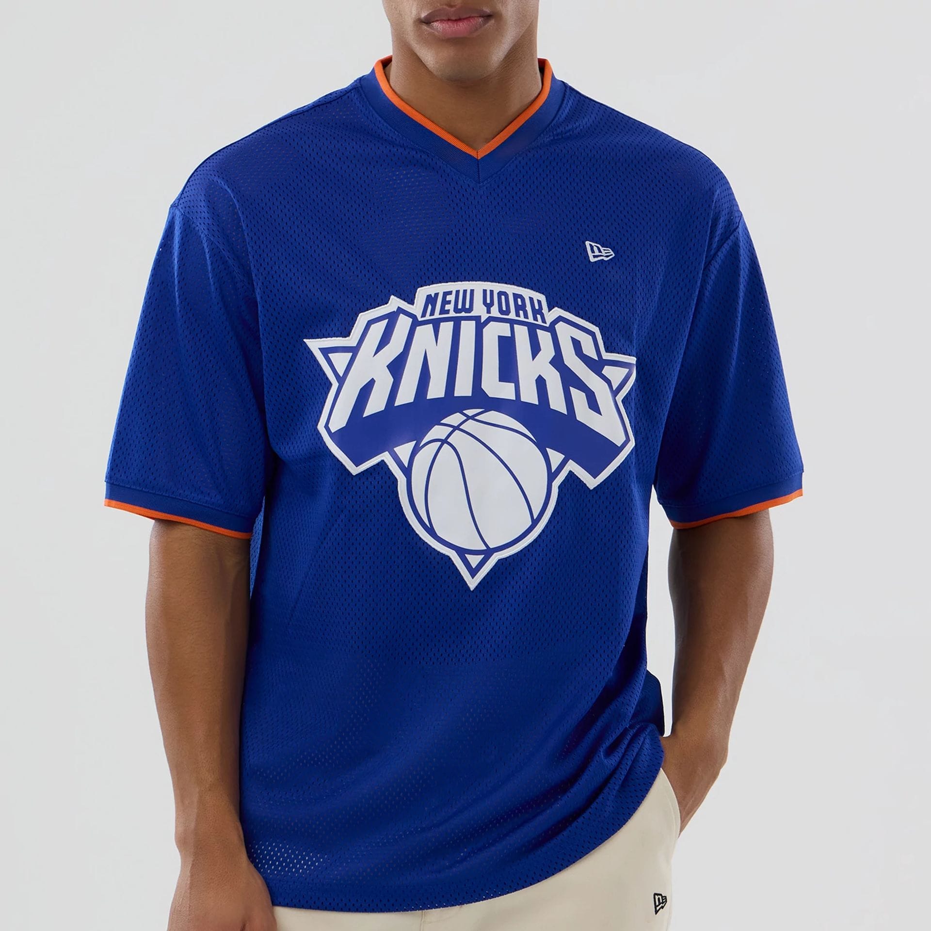New York Knicks NBA Mesh Blue Oversized T-Shirt-kentox - Image 5