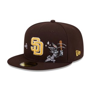 San Diego Padres MLB X Looney Tunes Bugs Bunny Dark Brown 59FIFTY Fitted Cap-kentox