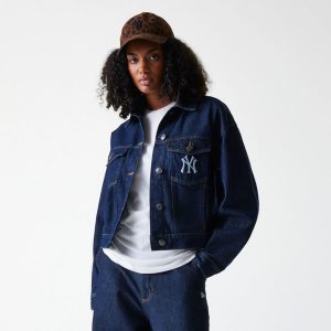 New York Yankees Womens MLB Denim Dark Blue Jacket-kentox