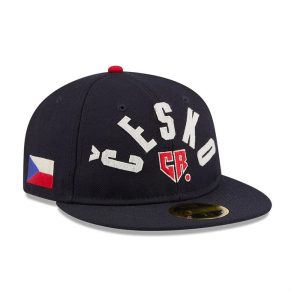 WBC Czech Republic Classical Script Navy Retro Crown 59FIFTY Fitted Cap-kentox