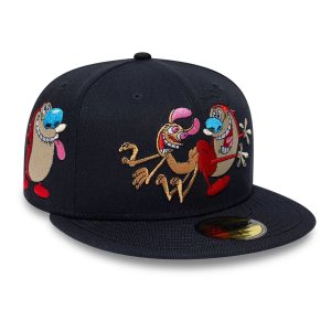 Ren & Stimpy Happy Happy Joy Joy Navy 59FIFTY Fitted Cap-kentox