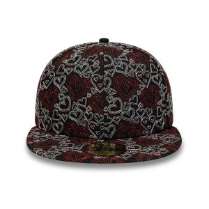 New Era All Over Hearts Black 59FIFTY Fitted Cap-kentox