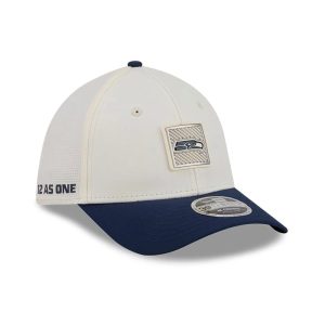 Seattle Seahawks NFL Training 2026 White 39THIRTY M-Crown Stretch Fit Cap-kentox