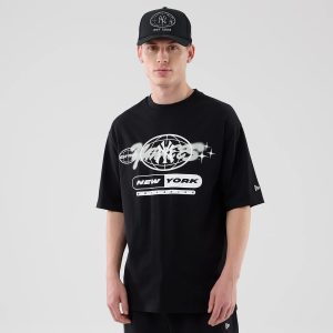 New York Yankees MLB Logo Graphic Black Oversized T-Shirt-kentox