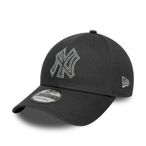 New York Yankees MLB Metallic Outline Charcoal 9FORTY Adjustable Cap-kentox