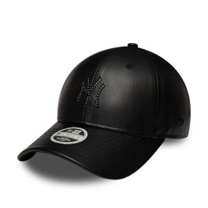 Yankees Womens MLB Diamante PU Black 9FORTY M-Crown Adjustable Cap-kentox
