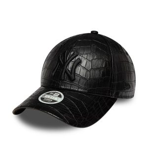 New York Yankees Womens MLB Pattern PU Black 9FORTY Adjustable Cap-kentox