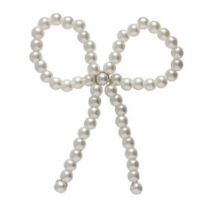 New Era Faux Pearl Bow White Pin Badge-kentox