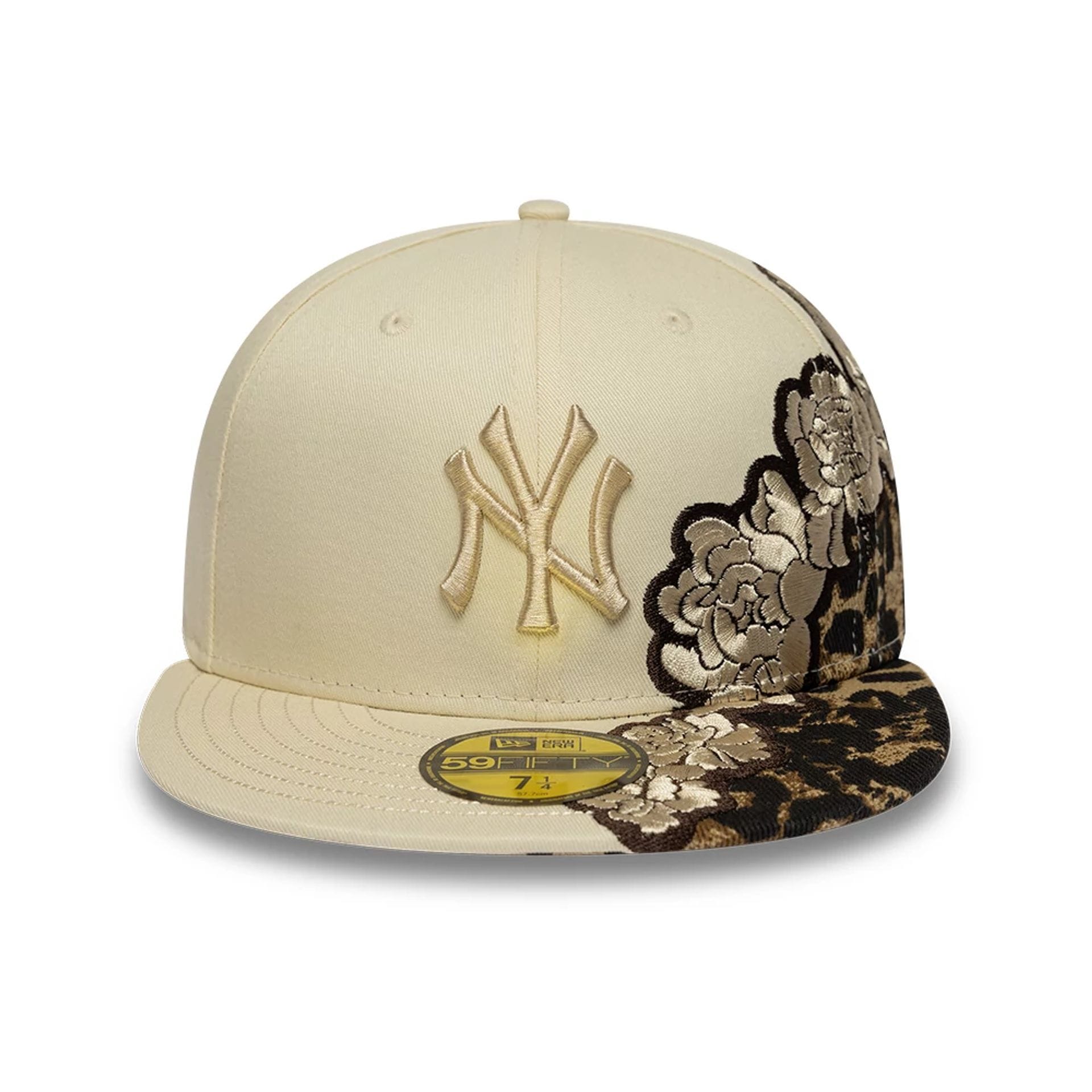 New York Yankees MLB Floral Leopard Light Beige 59FIFTY Fitted Cap-kentox - Image 3