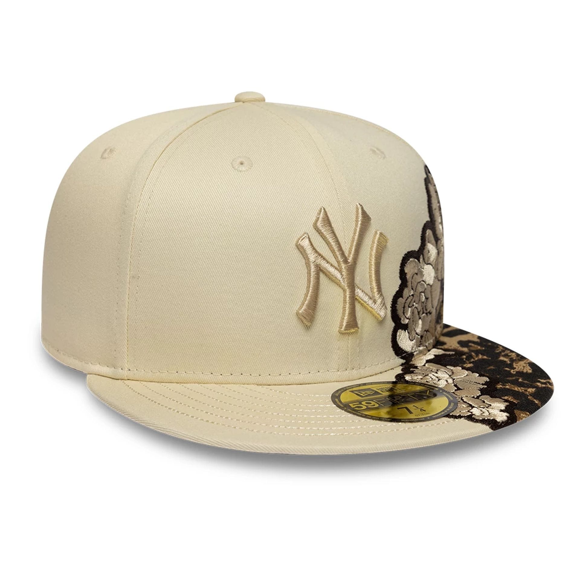 New York Yankees MLB Floral Leopard Light Beige 59FIFTY Fitted Cap-kentox - Image 4