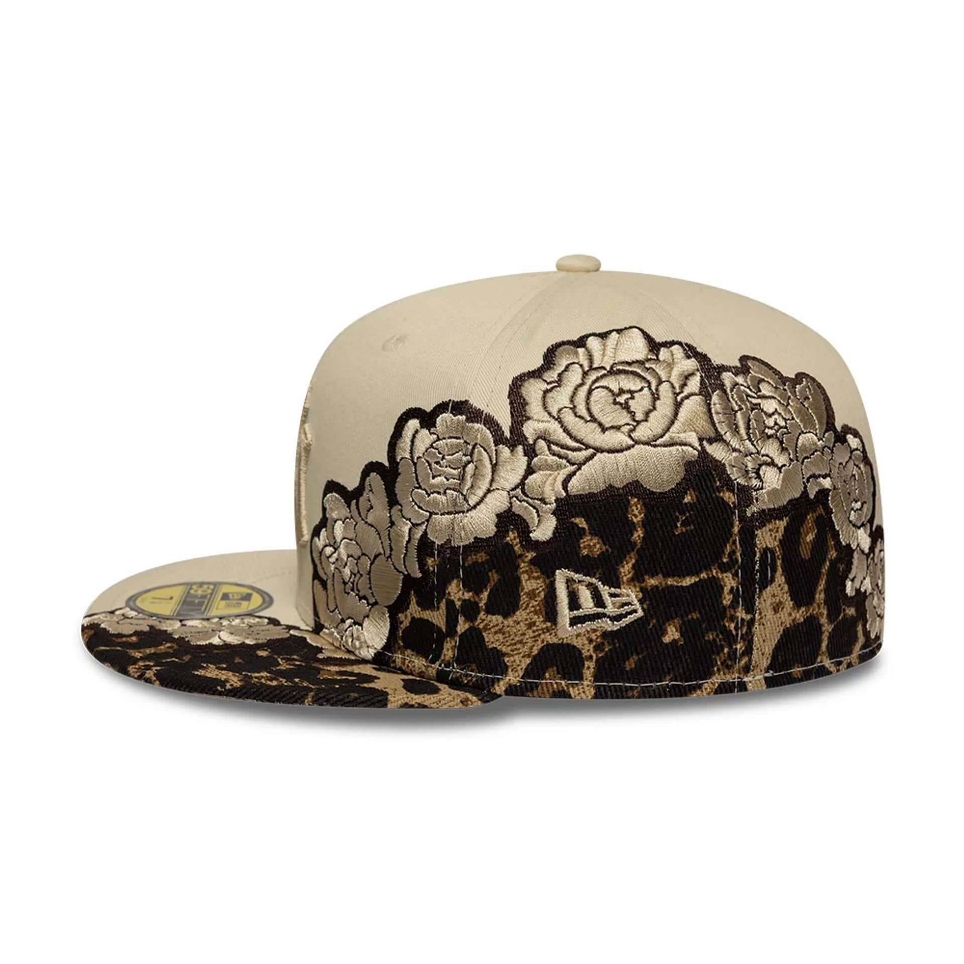 New York Yankees MLB Floral Leopard Light Beige 59FIFTY Fitted Cap-kentox - Image 5