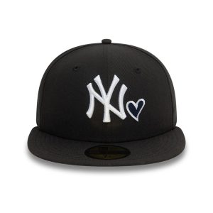 New York Yankees MLB Heart Icon Black 59FIFTY Fitted Cap-kentox