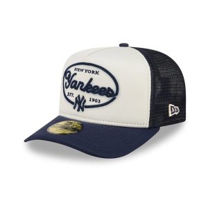 New York Yankees MLB 59FIFTY Day Navy 59FIFTY A-Frame Fitted Cap-kentox