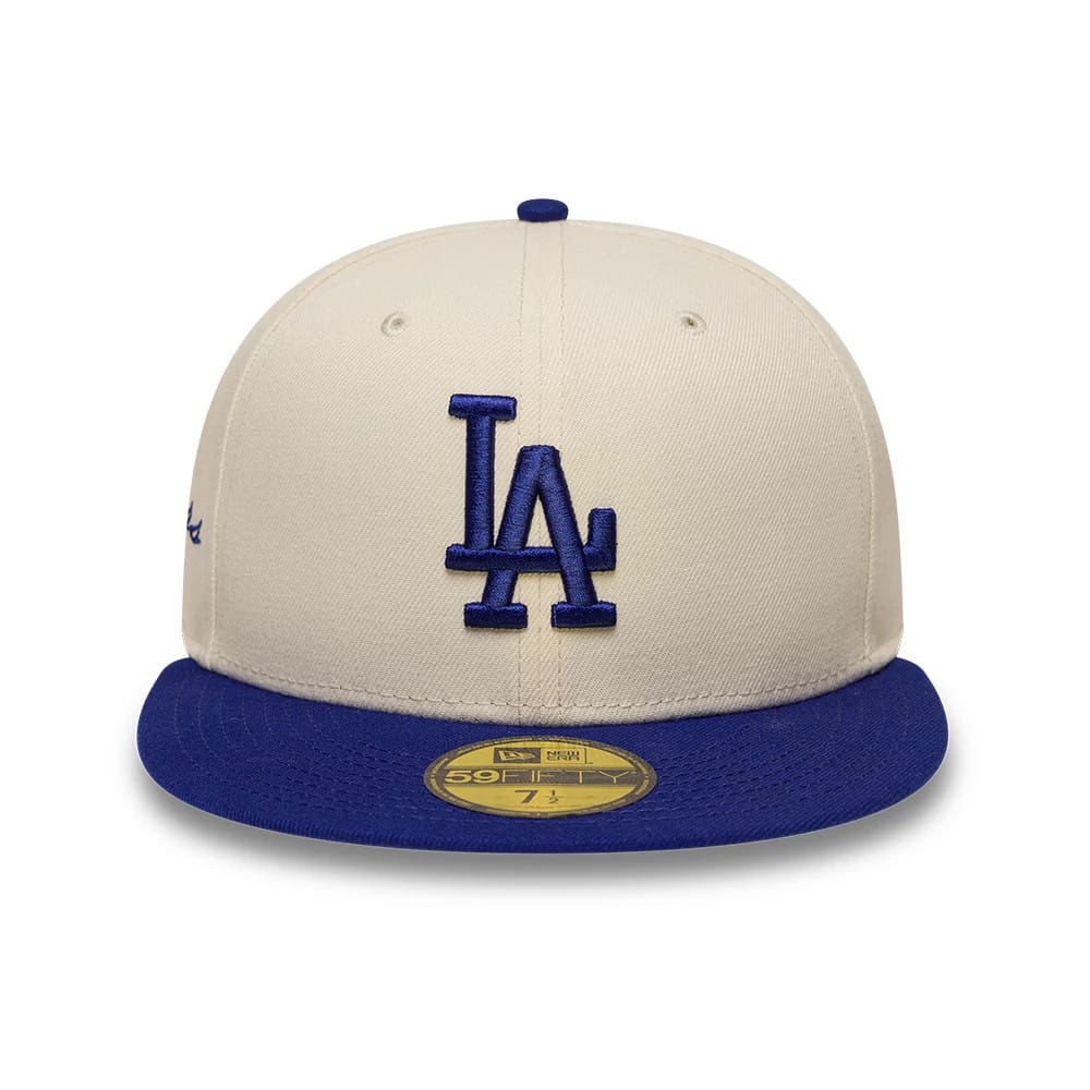 LA Dodgers MLB Side Script Cream & Blue 59FIFTY Fitted Cap-kentox - Image 2