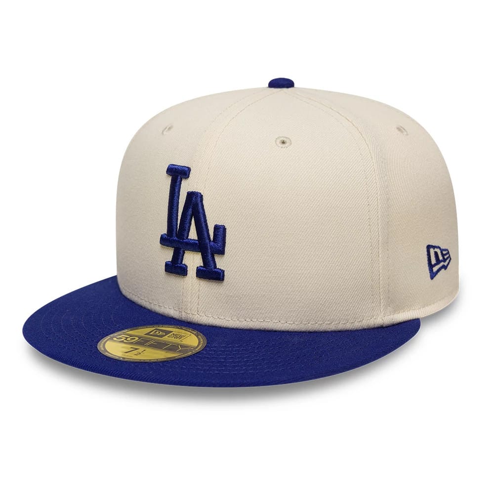 LA Dodgers MLB Side Script Cream & Blue 59FIFTY Fitted Cap-kentox - Image 4