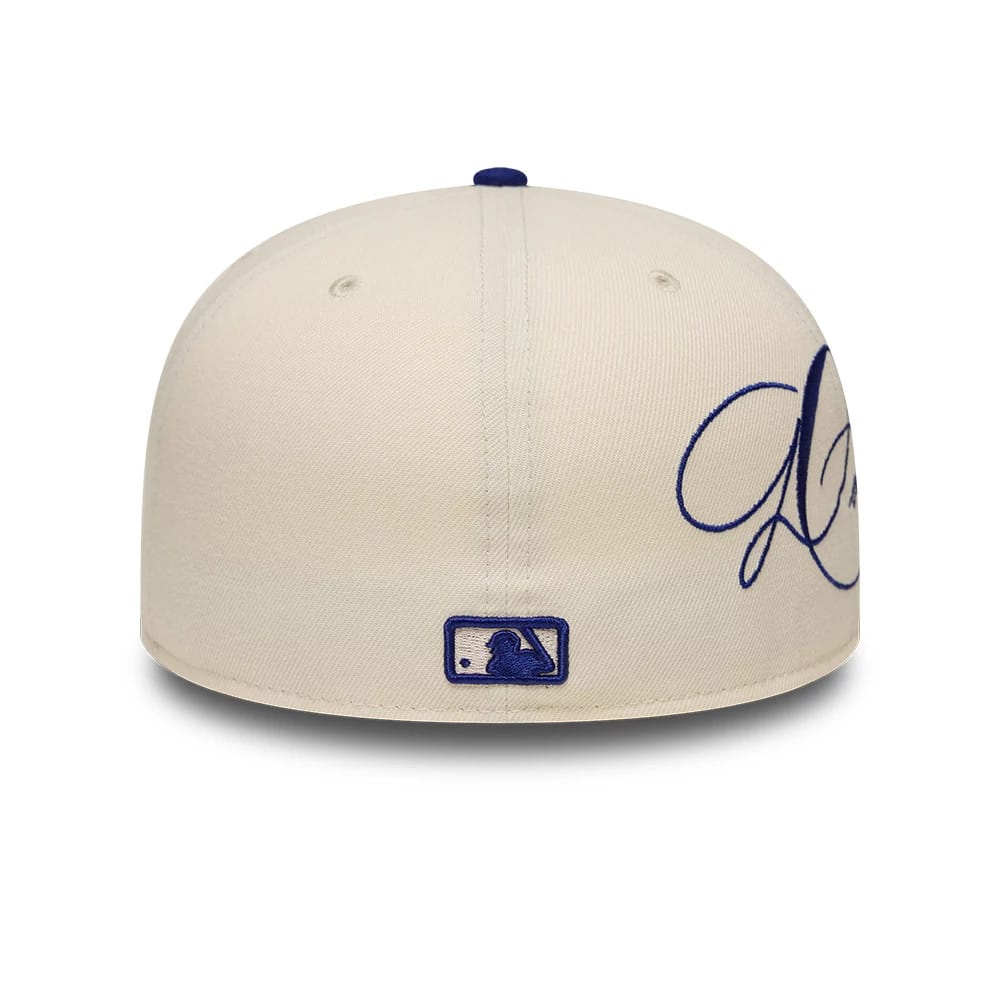 LA Dodgers MLB Side Script Cream & Blue 59FIFTY Fitted Cap-kentox - Image 5