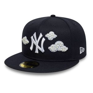 New York Yankees MLB Faux Pearl Cloud Navy 59FIFTY Fitted Cap-kentox