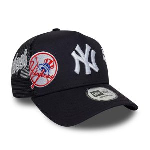 New York Yankees MLB Patch Navy 9FORTY A-Frame Trucker Adjustable Cap-kentox