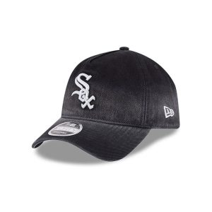 White Sox MLB Washed Denim Black 9FORTY A-Frame Unstructured Adjustable Cap-kentox