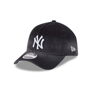 Yankees MLB Washed Denim Black 9FORTY A-Frame Unstructured Adjustable Cap-kentox